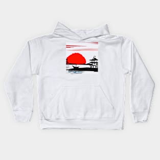 Japanese fisherman house Kids Hoodie